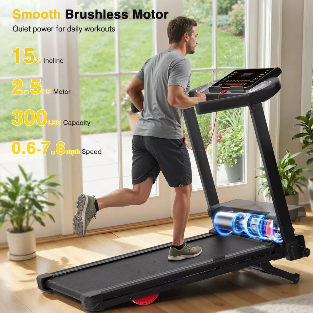 Foldable Treadmill - Auto Incline, 15%, 2.5HP