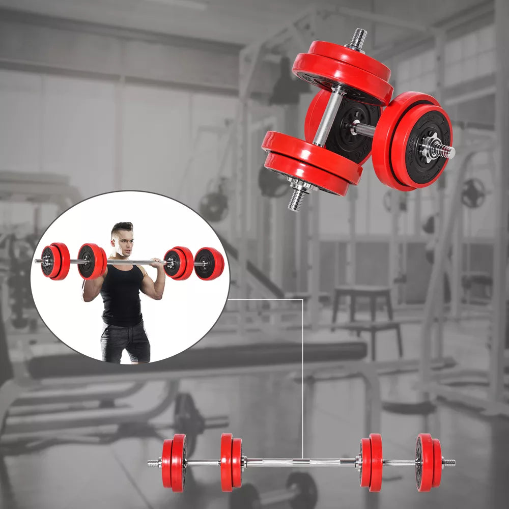 44lb Adjustable Dumbbell Set - 2-in-1 Barbell