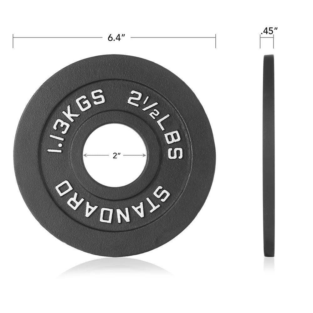 2.5lb cast iron 2-inch olympic weight plates set of 2 black matte coating for barbell