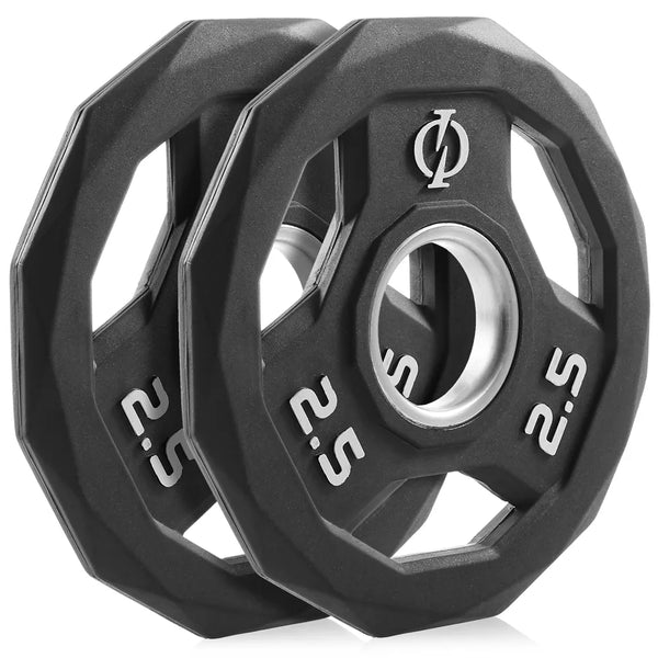 2.5lb rubber coated 2-inch olympic grip weight plates set of 2 with steel insert black
