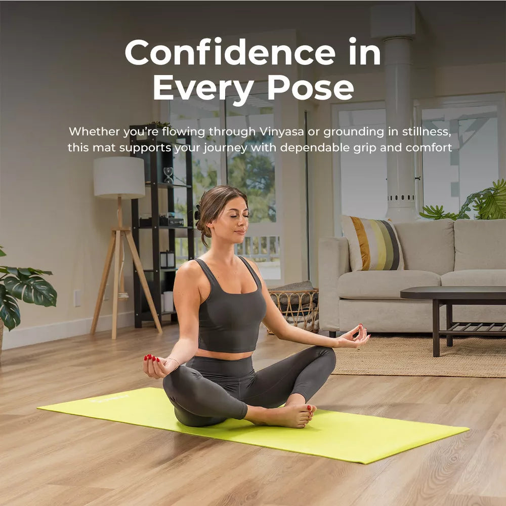 Firm Support Yoga Mat - Tear-Resistant, Black