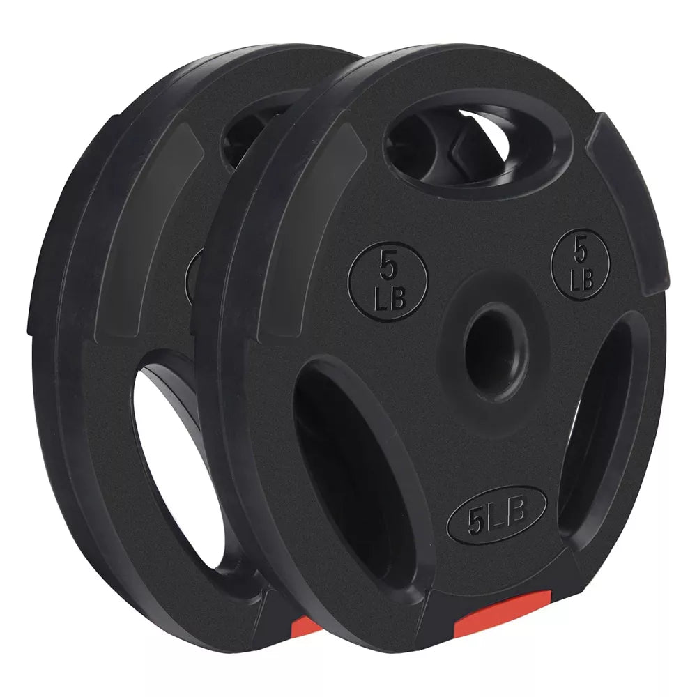 5lb black vinyl coated olympic weight plates set of 2 with 1-inch center hole for barbell