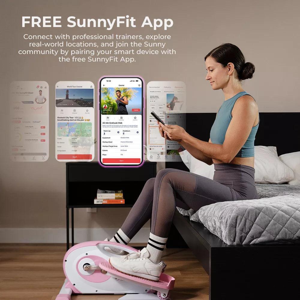 Smart Under-Desk Elliptical - SunnyFit App, Pink