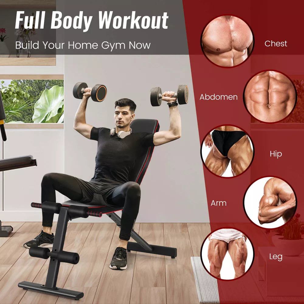 Adjustable Weight Bench - Incline Decline Home Gym